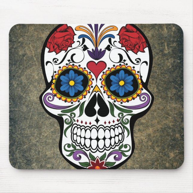 Flower Sugar Skull Mouse Pad (Front)