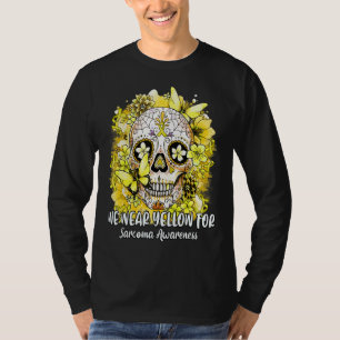Flower Sugar Skull We Wear Yellow For Sarcoma Awar T-Shirt