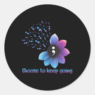 Flower Suicide Prevention Awareness Choose To Keep Classic Round Sticker