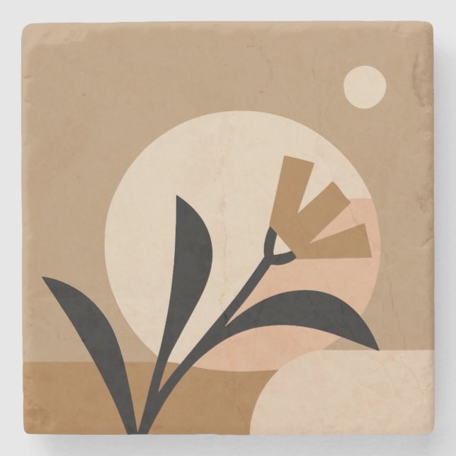 Flower Sun Boho Stone Coaster (Front)