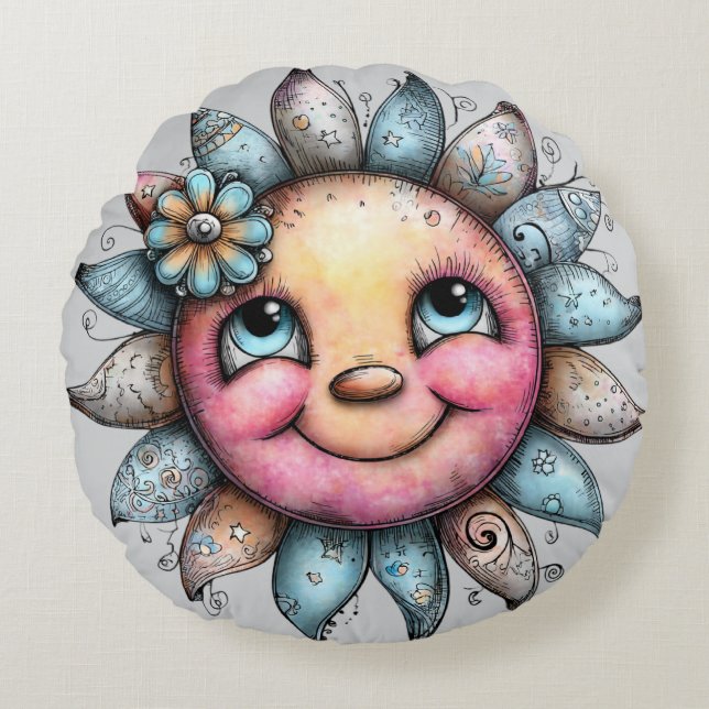 Flower Sun Round Cushion (Front)