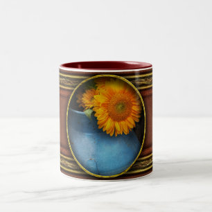 Flower - Sunflower - Little blue sunshine Two-Tone Coffee Mug