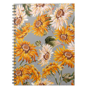 Flower sunflowers spring beautiful seamless patter notebook