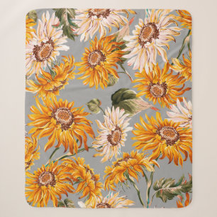 Flower sunflowers spring beautiful seamless patter sherpa blanket