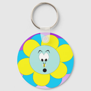 Flower Surprised By Bee Key Ring