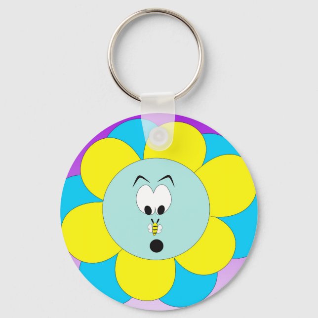 Flower Surprised By Bee Key Ring (Front)