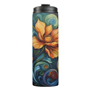 Flower Swirls Digital Art Design Thermal Tumbler