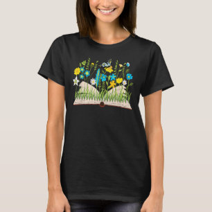 Flower Teacher Women Wildflower Summer Floral Book T-Shirt