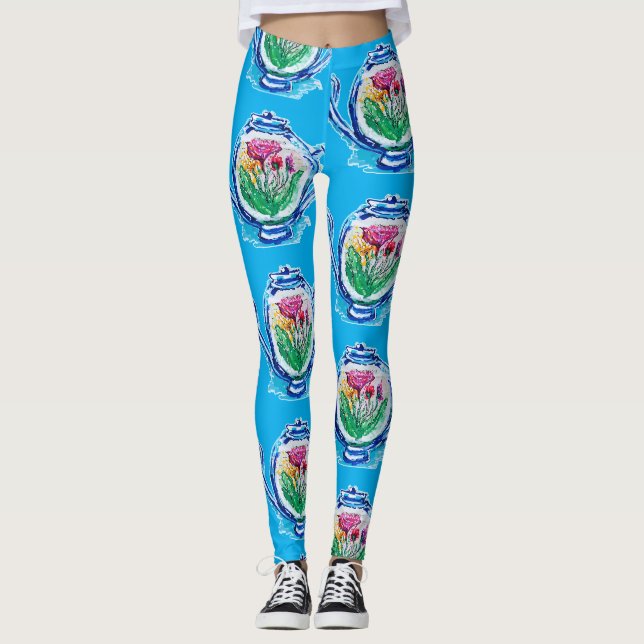 Flower Teapot Leggings (Front)