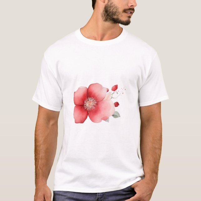 Flower Theme pink Gift Idea T-Shirt (Front)