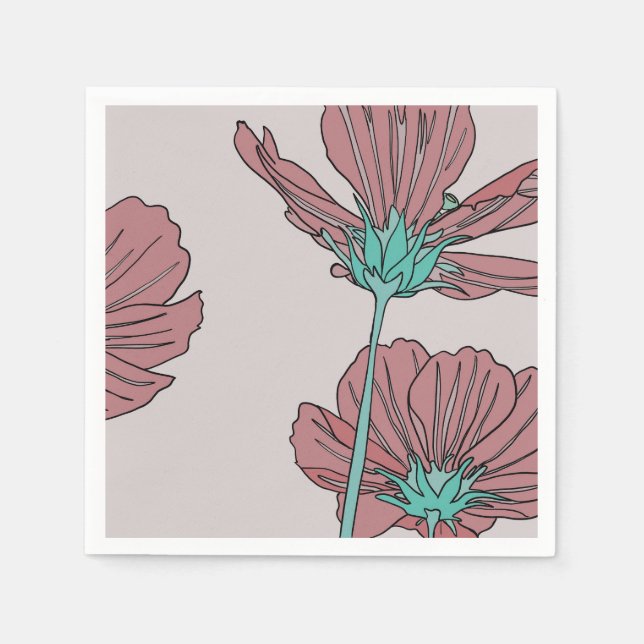 Flower theme, poppy design napkin (Front)