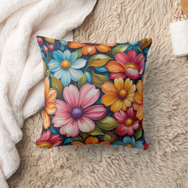 Flower Throw Pillow (Blanket)