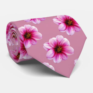 Flower Tiled Pink Dahlia Photo Tie