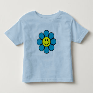 Flower Toddler Ringer T-Shirt (Blue)
