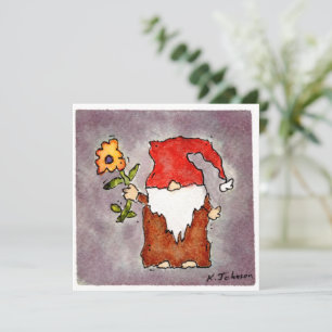 Flower Tomte Watercolor Greeting Card