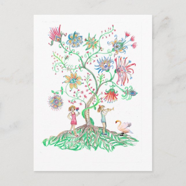Flower tree art postcard (Front)