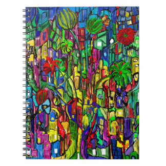Flower tree in a sea of houses. notebook