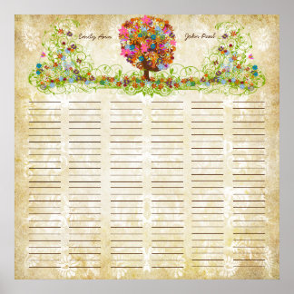 Flower Tree Print  Quaker Wedding Certificate