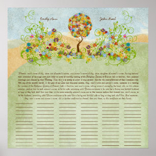 Flower Tree Print  Quaker Wedding Certificate