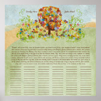 Flower Tree Print Quaker Wedding Certificate