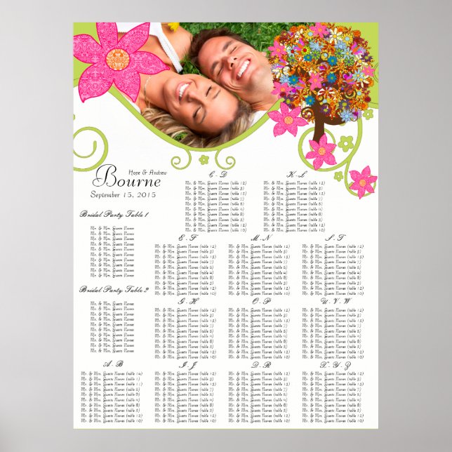 Flower Tree Seating Chart Alphabetical (Front)
