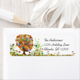 Flower Tree Swirl  Return Address Label