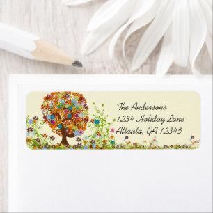Flower Tree Swirl  Return Address Label