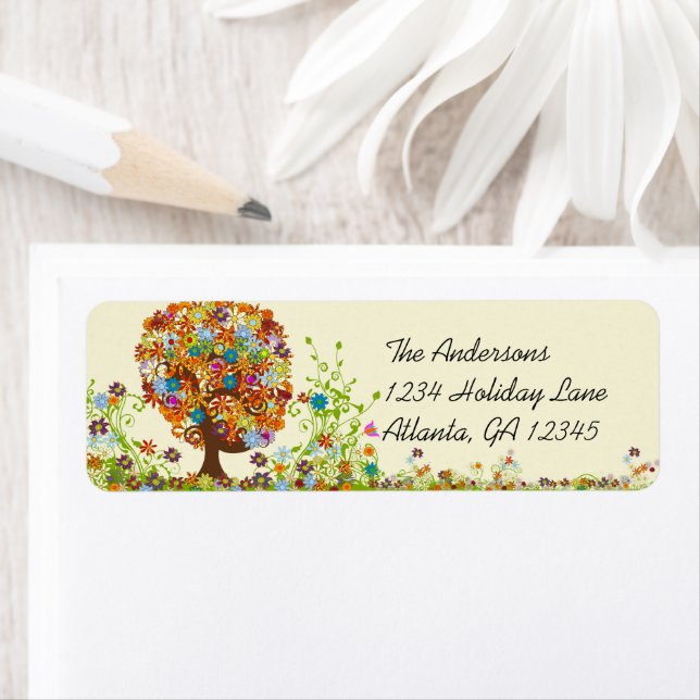 Flower Tree Swirl  Return Address Label (Insitu)