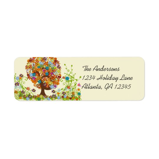 Flower Tree Swirl Return Address Return Address Label