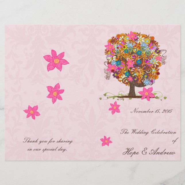 Flower Tree Wedding Program (Front)