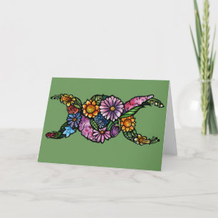 Flower Triple Moon Symbol Blessed Be Card