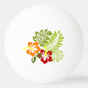 Flower Tropical Leaves Hibiscus Hawaii Red Orange. Ping Pong Ball
