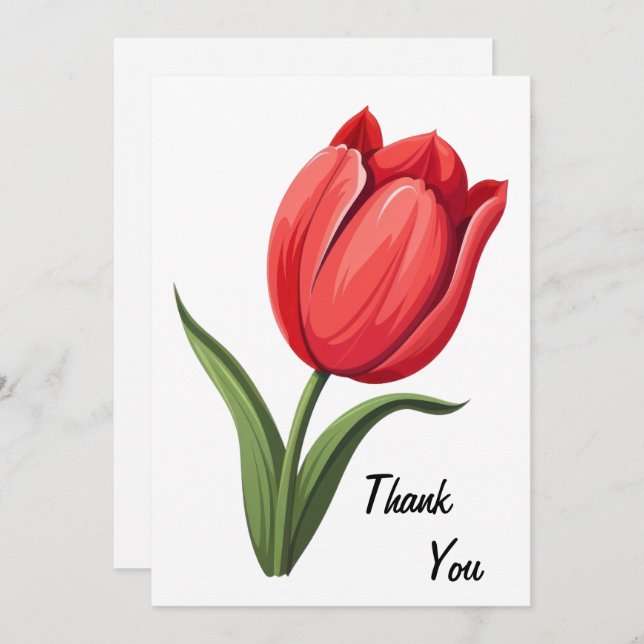 Flower Tulip Thank You Card (Front/Back)