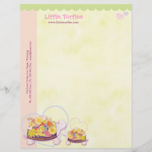Flower Turtles Childcare Daycare Business Letterhead Template