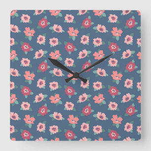 Flower Types Square Wall Clock