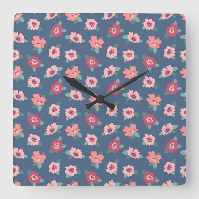 Flower Types Square Wall Clock (Front)
