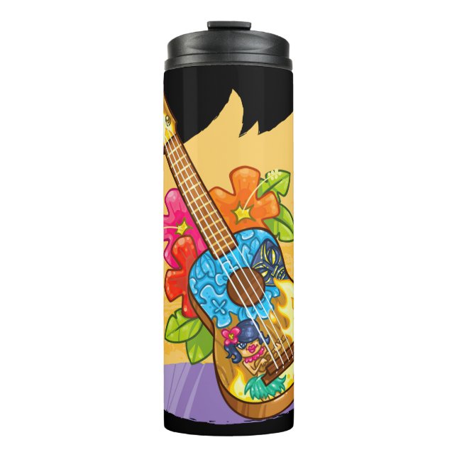 Flower Ukulele Hawaii Tropical Gift Thermal Tumbler (Front)