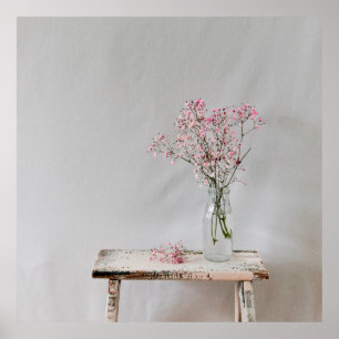 Flower vase baby s breath natural poster