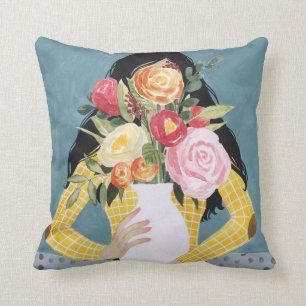 Flower Vase Girl Cushion