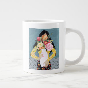 Flower Vase Girl Large Coffee Mug