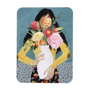 Flower Vase Girl Magnet