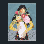 Flower Vase Girl Postcard<br><div class="desc">Flower Vase Girl II by Grace Popp. | 141028GG</div>