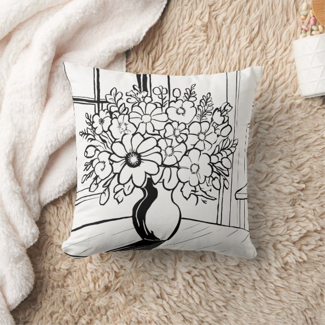 Flower Vase Modern Minimalist Bouquet Cushion (Blanket)