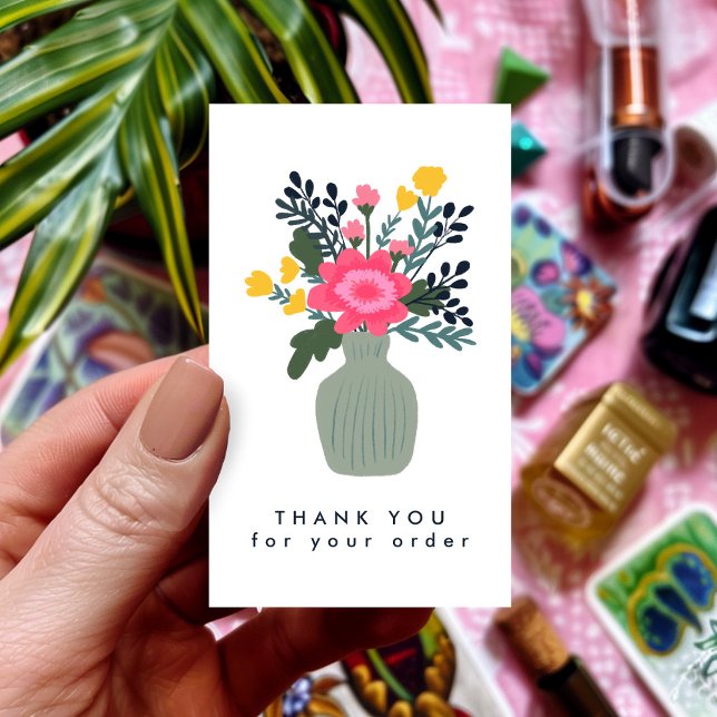FLOWER VASE QR Code Order Thank You Custom Business Card (FLOWER VASE QR Code Order Thank You Custom Business Card
)