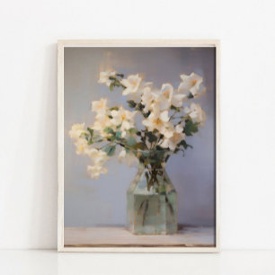 Flower Vase Still Life Painting, Neutral Still Lif Poster