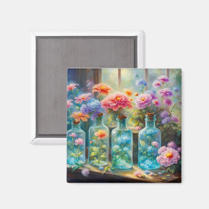Flower vases filled with stunning, vibrant blooms magnet
