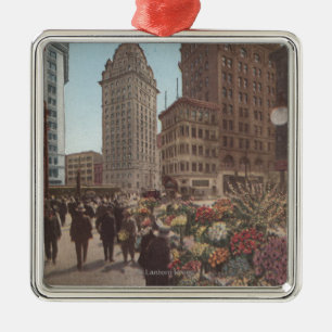 Flower Vendors, Kearny & Market Streets Metal Ornament