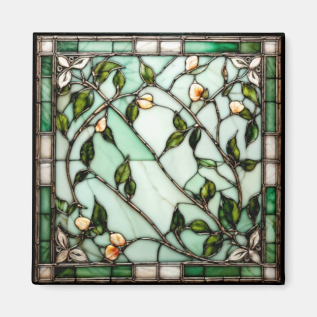 Flower Vine Stained-Glass Look Magnet (Front)