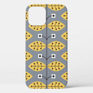 Flower vintage hand drawn pattern design. Scandina iPhone 12 Case