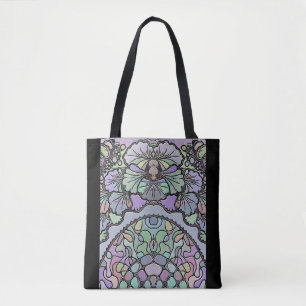 Flower vintage mosaic purple pansy floral elegant  tote bag